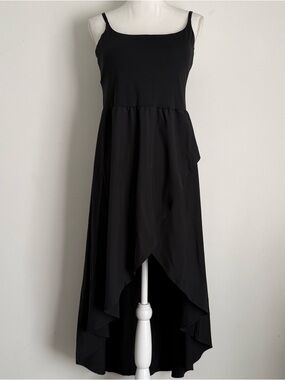 Halarа NWT Breezeful Black High Low Midi Dress Lightweight Stretch Size Large